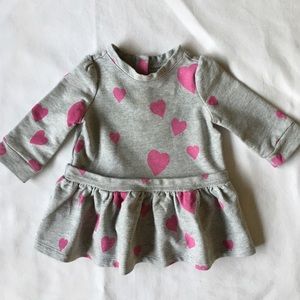 Gap dress hearts 3 6 months pink gray valentines